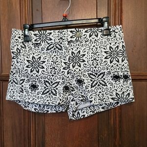 NWOT J.Crew Black & White Floral City Fit Stretch Chino Shorts Sz 0